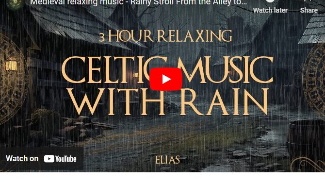 Medieval relaxing music - Rainy Stroll From the Alley to the Pub | Medieval village atmosphere